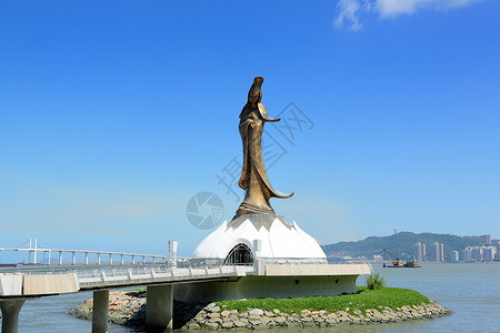 Kun Iam在澳门的雕像半岛宗教地标风景观光游客纪念碑雕刻佛教徒女神背景图片