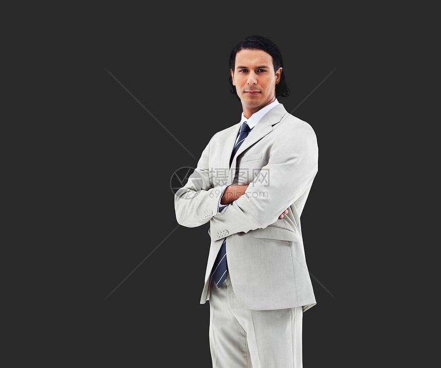 商务人士男性领带人士背景双臂白领夹克商务专注男人图片