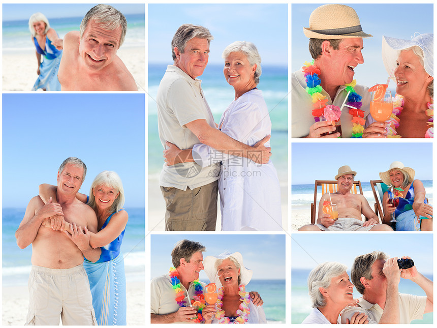 海滩上一对成熟夫妇的结合图片