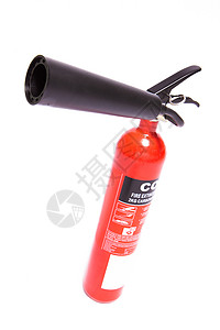 红灭火器容器消防压力代理人空气二氧化碳软管红色倾斜背景图片