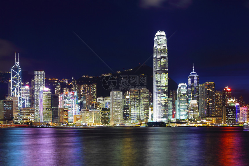 晚上在香港码头办公室商业场景假期城市经济市中心景观玻璃图片