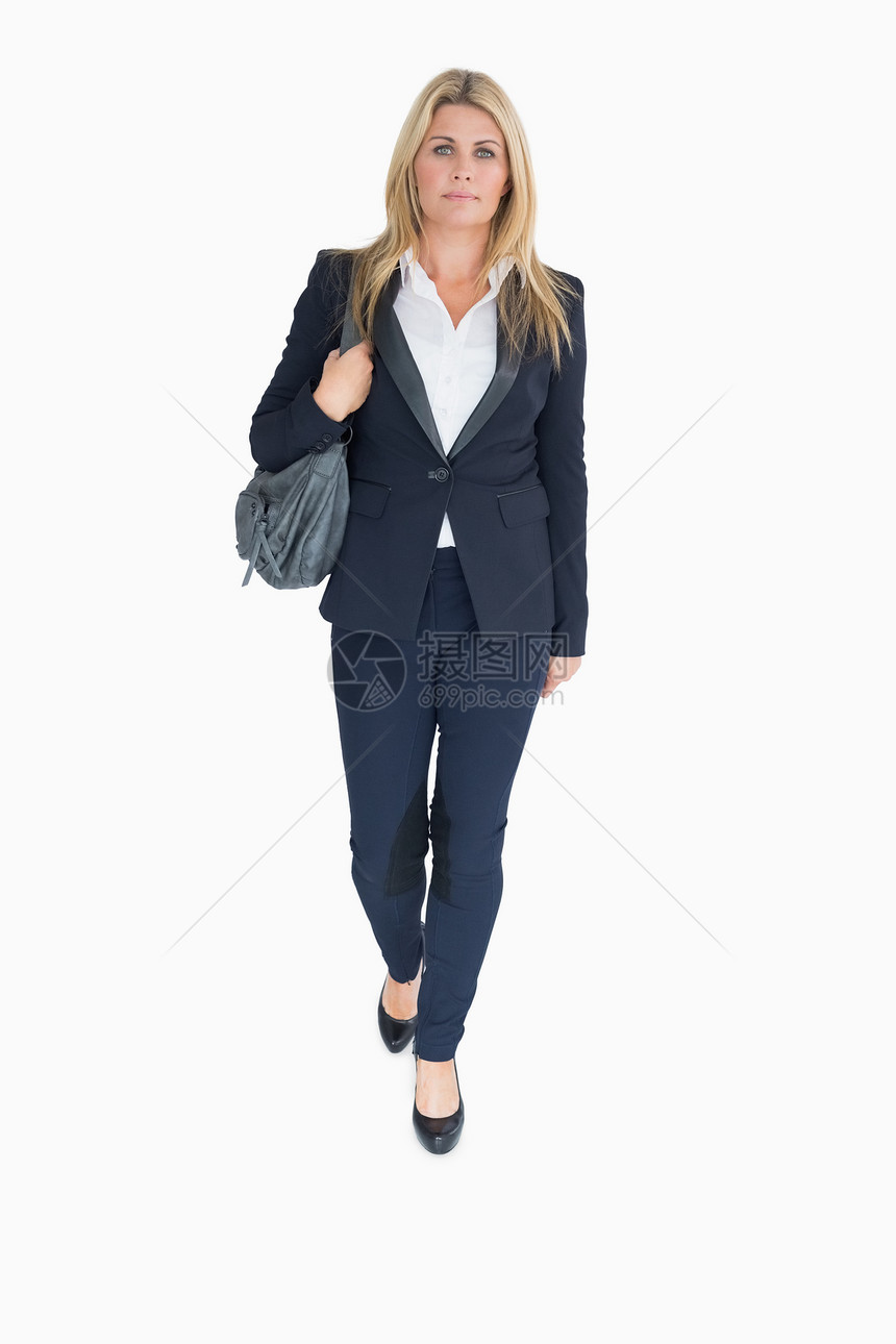 商业妇女步行女士手提包职业白领女性套装头发衬衫阶层生意人图片