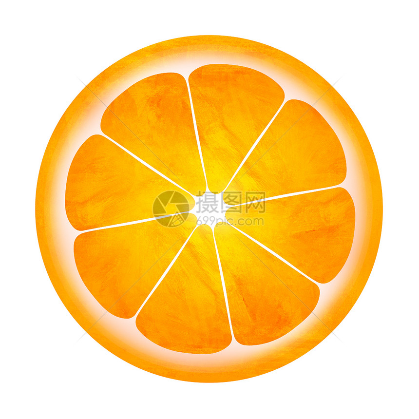 白上孤立的橙色插图切片图片