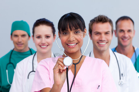 年轻医疗队的肖像成人医院工作医生护士职业同事工人专家团体背景图片