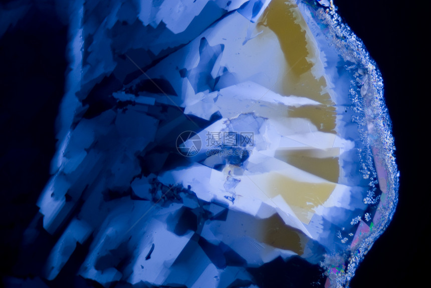 沙查林的微生物招魂照片科学蓝色微晶水晶极化活力显微镜显微图片