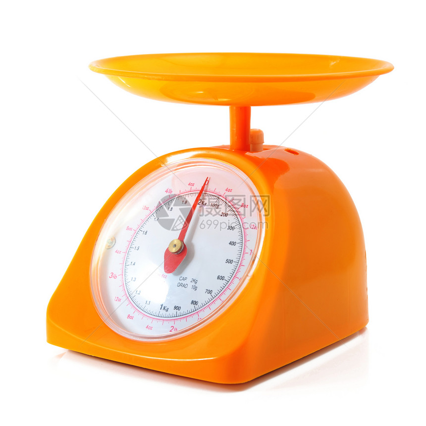 厨房规模橙子数字平衡对象用具塑料测量图片
