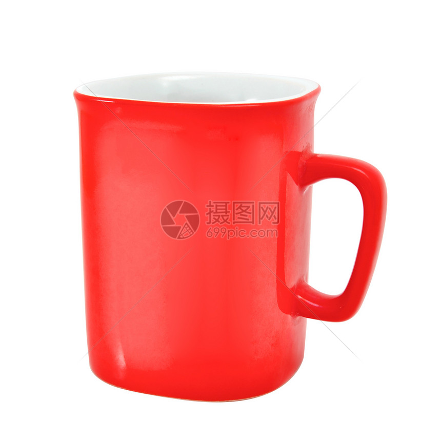 红杯陶瓷饮料早餐陶器用具茶碗咖啡杯家庭白色杯子图片
