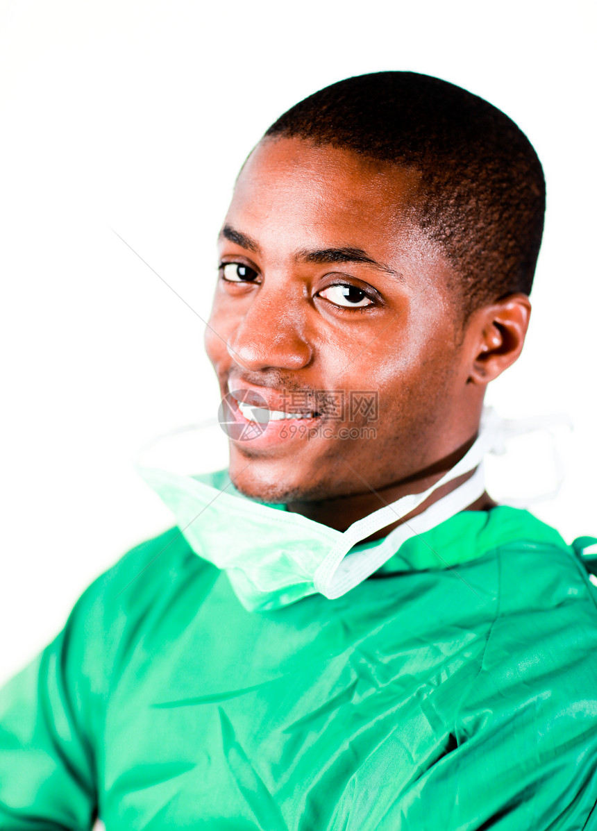 绿色洗涤剂中的高级外科医生药品保险医师保健护士手套手术疾病幸福诊所图片