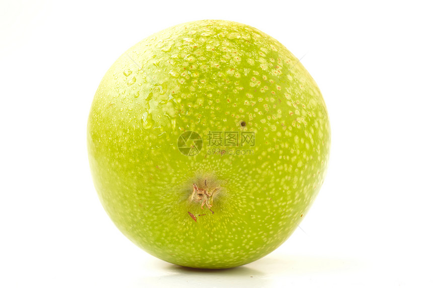 白色背景的绿苹果水果茶点食物图片