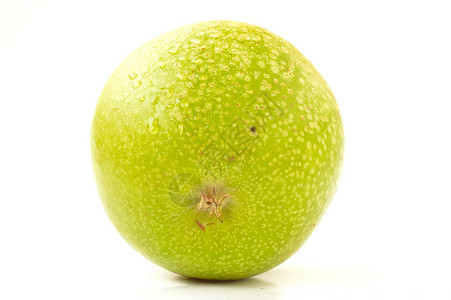 白色背景的绿苹果水果茶点食物背景图片
