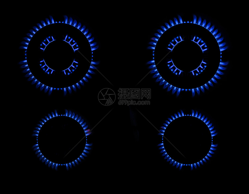 天然气气体宏观火炉火焰摄影汽油燃烧蓝色活力反射厨房图片