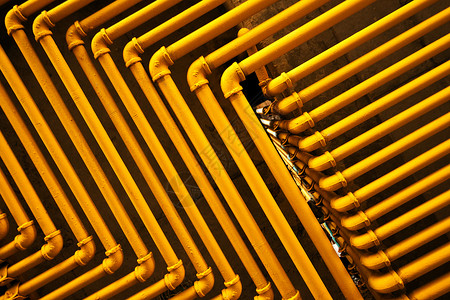 黄色管道工程插图工业气体线条金属管子背景图片
