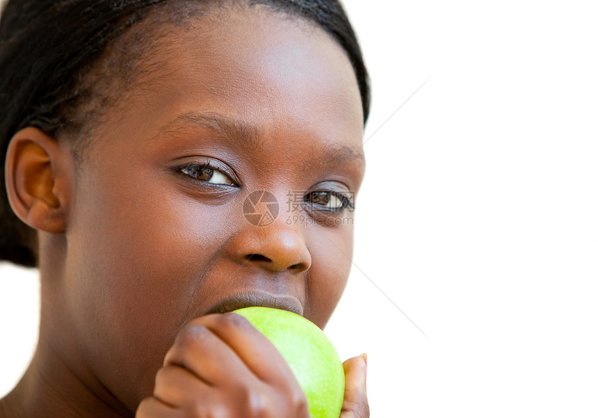 甜女人吃苹果图片