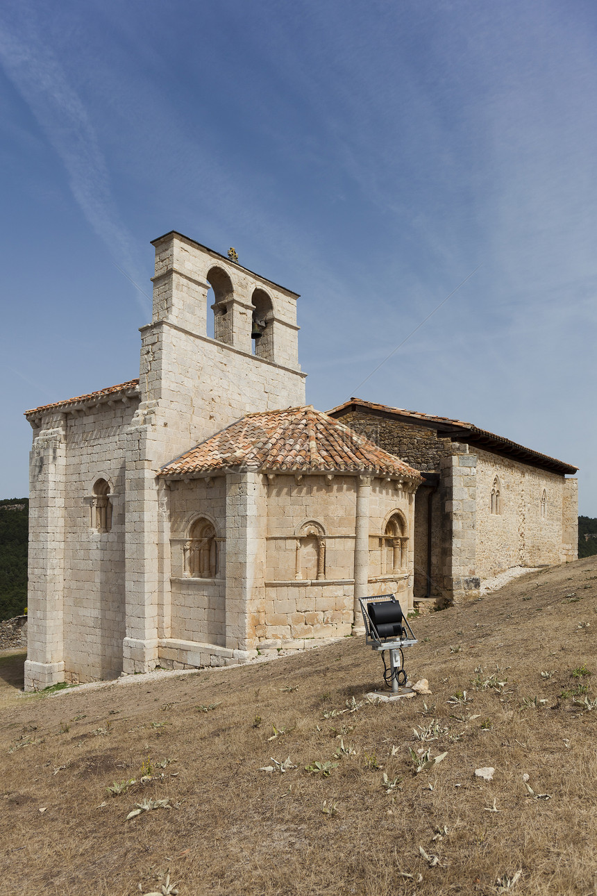 Ermitage Burgos Castill石头旅游钟楼教堂建筑学旅行拱门建筑遗产宗教图片