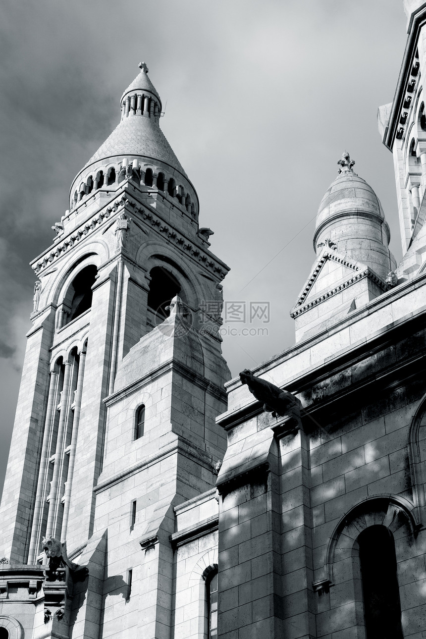 法国巴黎 法国伊利尔德法兰西石头旅行宗教圆顶历史大教堂建筑学黑白遗产黑与白图片