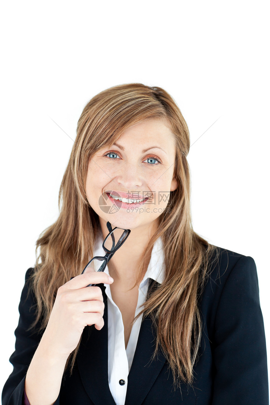 一位自信的女商务人士在镜头前微笑的肖像女士套装白领女性成人眼镜阶层快乐工人全世界图片