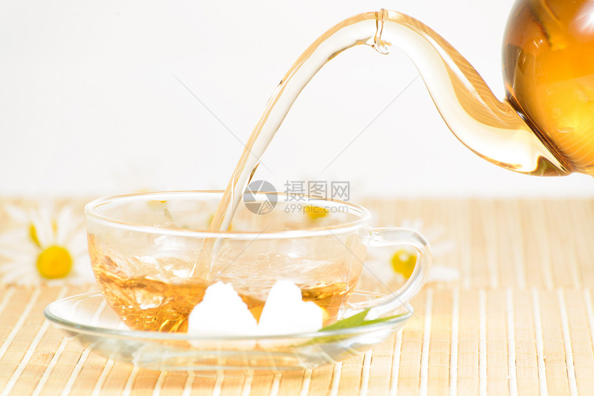 茶杯加香草甘菊茶温泉疗法食物植物服务橙子杯子保健照片时间图片