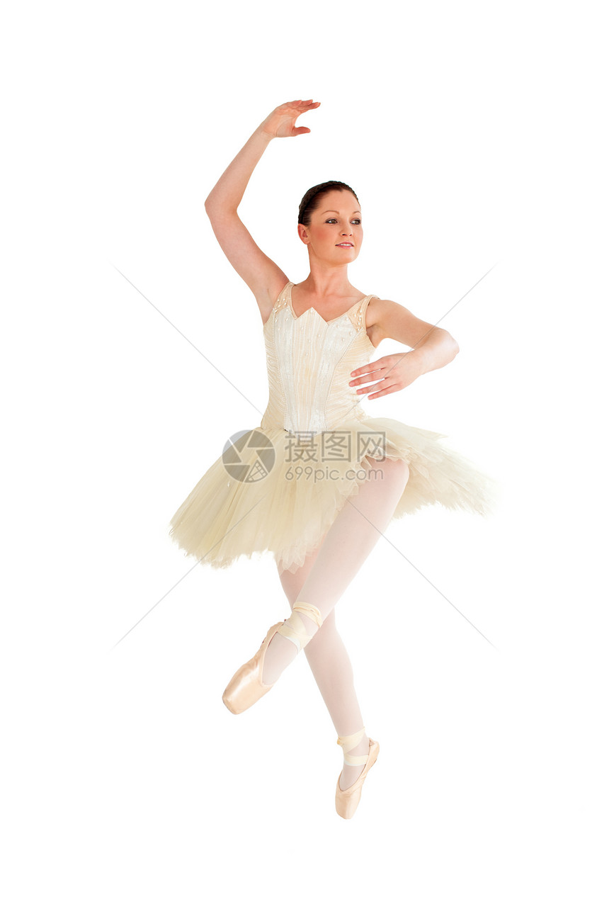 美丽的芭蕾舞戏服魅力女孩课堂艺术运动演员白色女性幸福图片