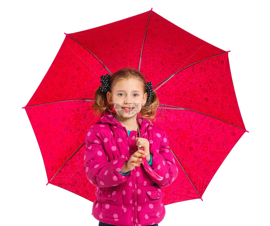 带着雨伞的漂亮小女孩工作室皮肤童年钥匙蓝色牙齿家庭学校裙子女儿图片