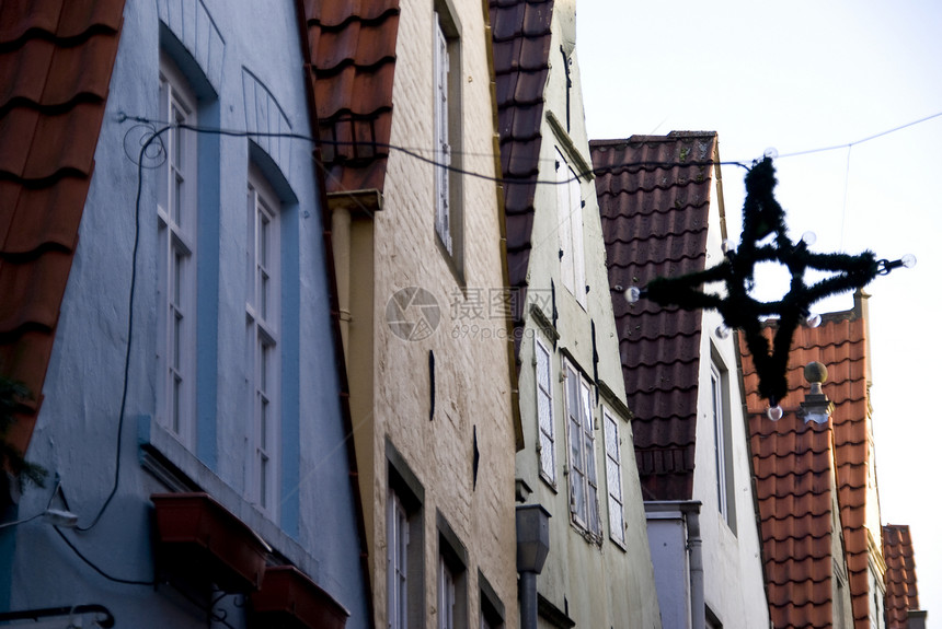 德国不来梅城市景观山墙街道哑铃房屋图片