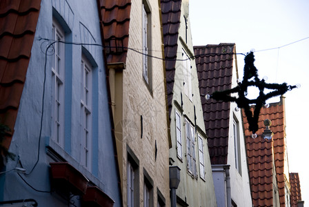 德国不来梅城市景观山墙街道哑铃房屋高清图片