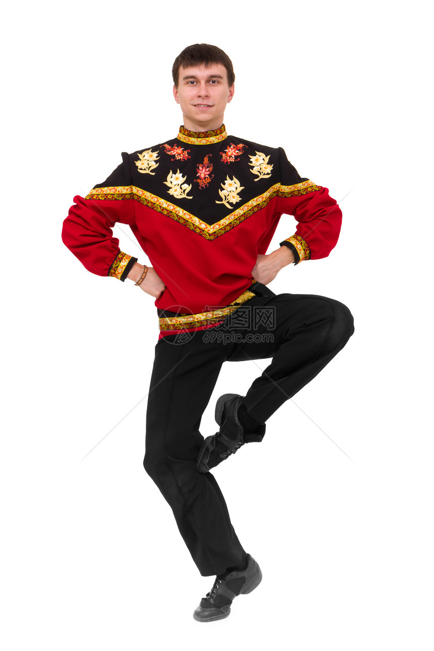 穿着俄罗斯民俗装扮舞的迷人男人图片