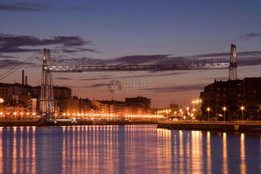 Bizkaia桥 葡萄牙 西班牙 比兹卡亚神经元国家灯光建筑学工程城市路灯旅行图片