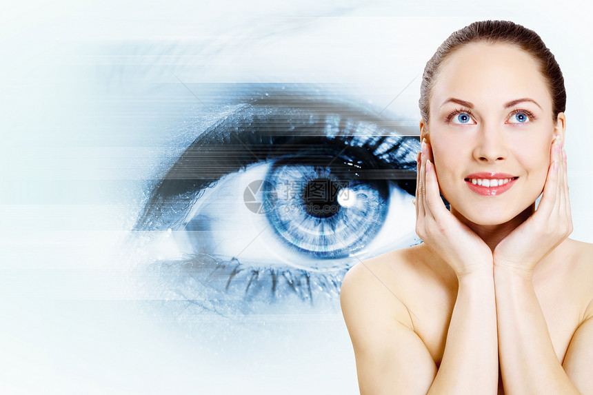人眼化妆品展示宏观苏醒睫毛女性天线反射鉴别扫描图片