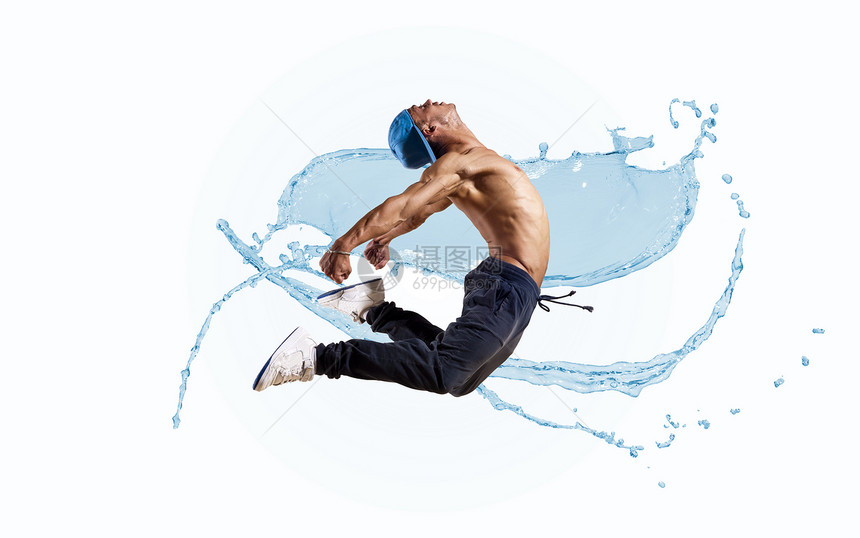 舞蹈者 抽象背景 拼贴建筑身体街道男性演员蓝色男生青少年舞蹈特技图片