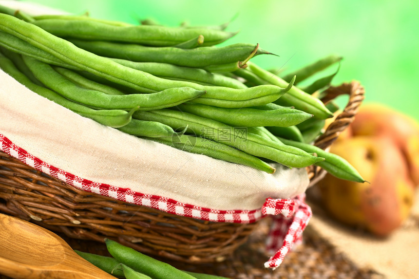 篮子中的绿豆食物烹饪水平脉冲蔬菜豆类图片