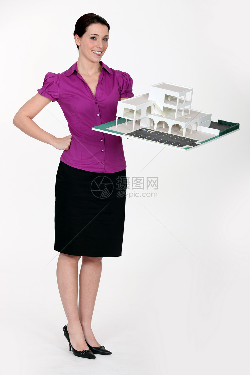 建筑师持有模型倡议高跟鞋淡紫色力量小规模专家建筑精力裙子建筑学图片