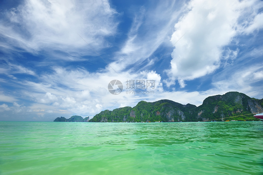 海滩海景边缘天空旅行风景海洋蓝色地平线游客热带图片