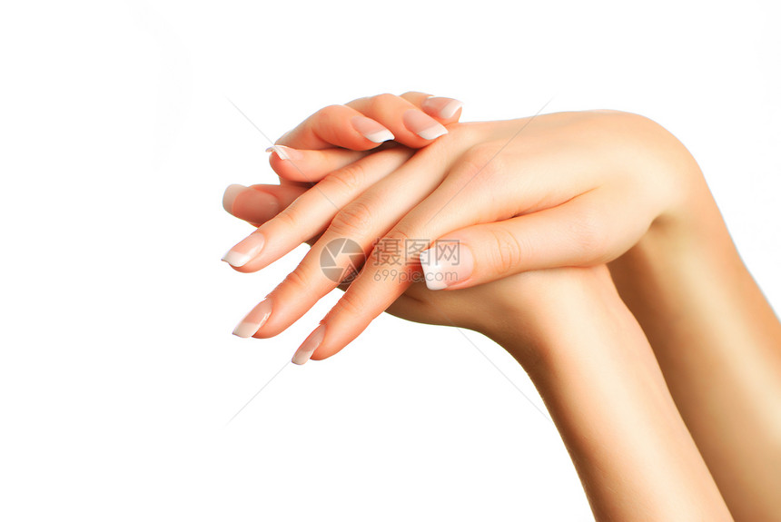 美丽的手温泉治疗手指抛光白色化妆品女性拇指身体女士图片
