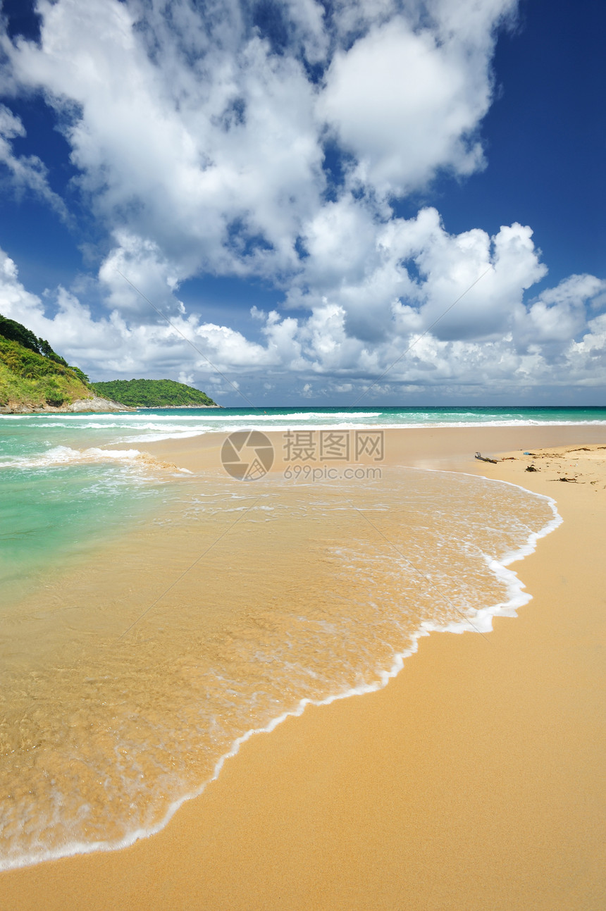 海滩假期边缘海岸线海洋海浪海景地平线热带黄色风景图片