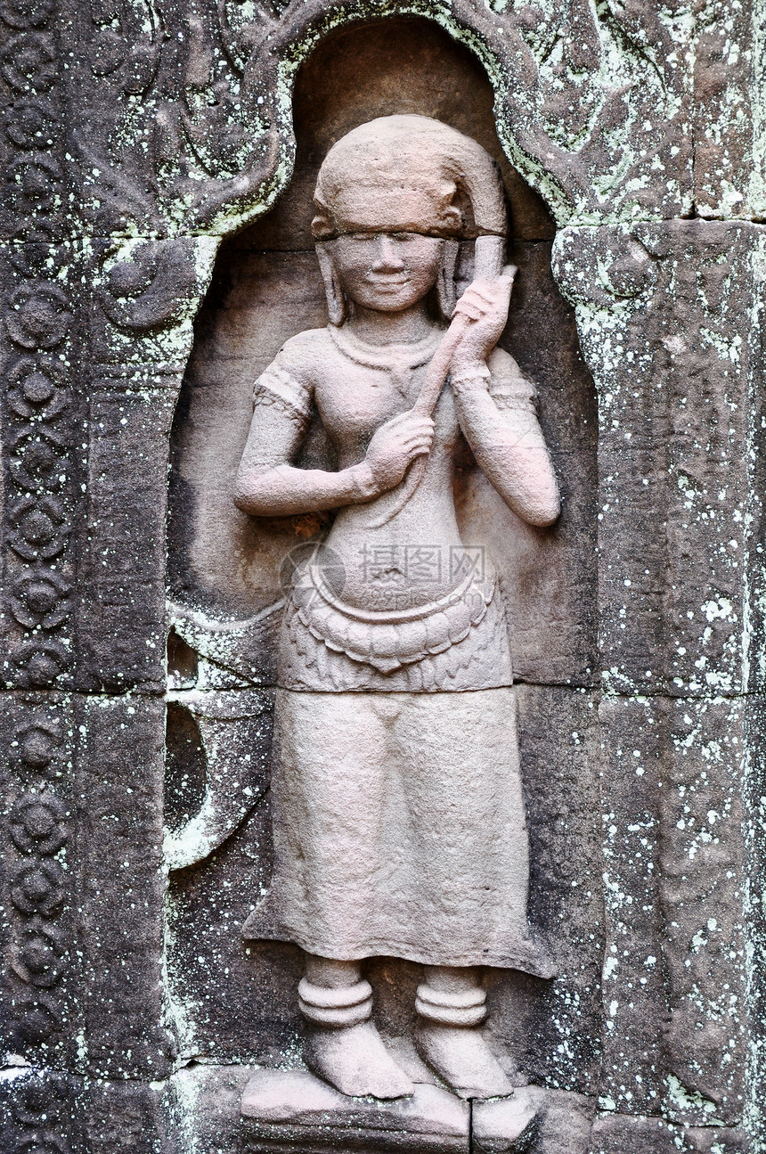 柬埔寨吴哥雕像雕刻旅行文化岩石地标考古学历史性佛教徒寺庙图片