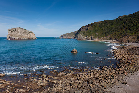 的海岸海滩岩石海洋晴天石头地区波浪高清图片