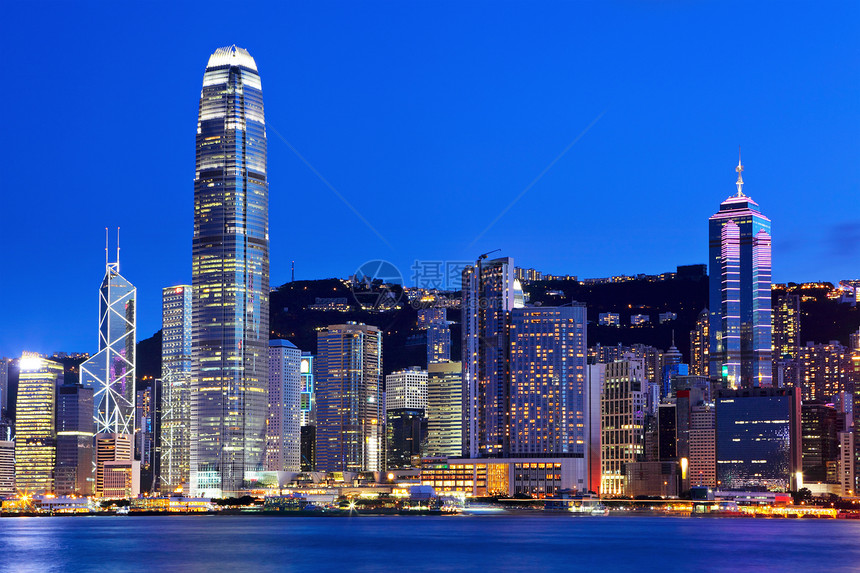 晚上香港天线城市天空假期金融商业景观旅行经济码头旅游图片