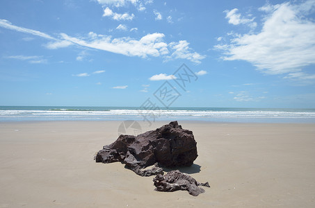 线形太阳石头热带地平线明信片海浪海岸海洋岩石全景背景图片