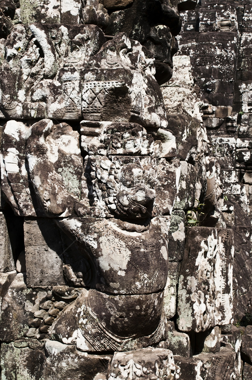 拜顿寺庙面孔 昂哥瓦的石头雕刻脸部 坎波迪考古学雕塑上帝艺术高棉语微笑宗教历史废墟精神图片