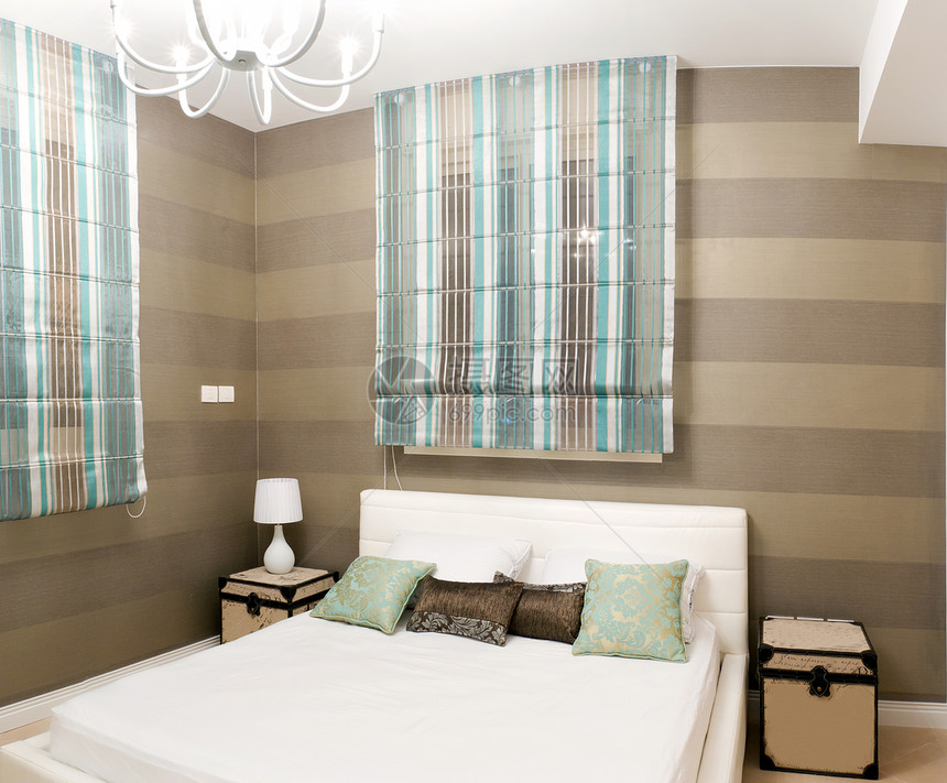内部设计卧室房间装饰亚麻财产陈列柜床垫风格床单酒店图片
