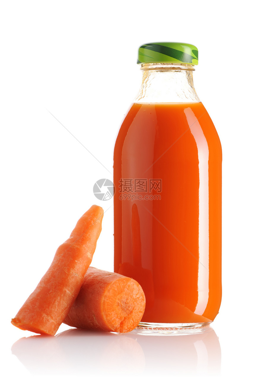胡萝卜汁玻璃果汁水果反射蔬菜白色营养养分橙子瓶子图片