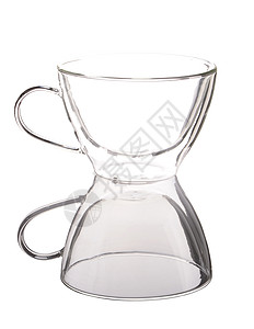 空玻璃杯杯子反射白色背景图片