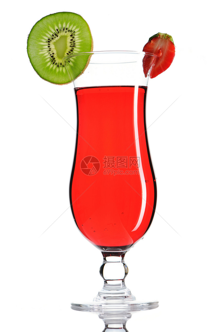 飓风鸡尾酒食物红色奇异果绿色白色苏打酒精热带水果玻璃图片
