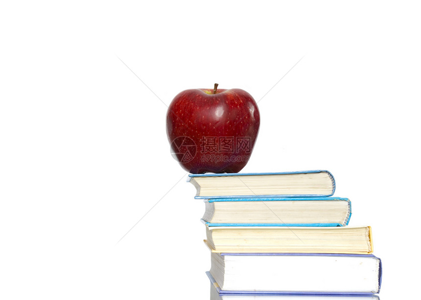 苹果书中的苹果红色学习教育班级水果学校考试图书馆图书营养图片