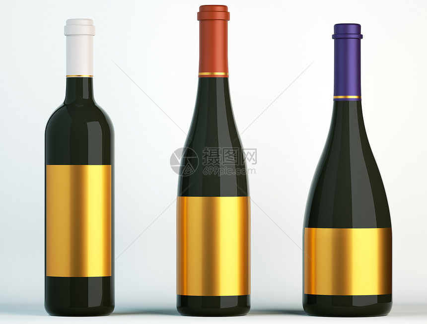 三瓶白金标签的红酒三瓶图片