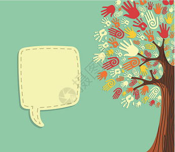 口袋树多样性树手模板插画