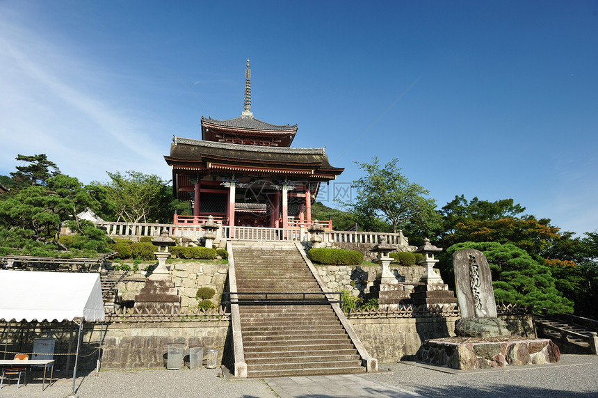 清水寺庙宝塔历史性神道历史佛教徒旅行入口文化建筑蓝色图片