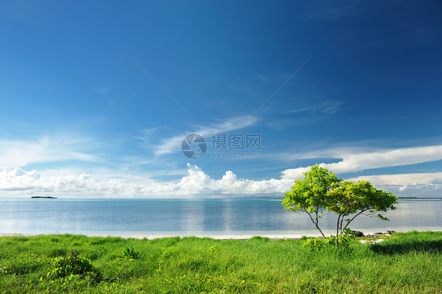 美丽的海滩处女假期风景旅行热带边缘海洋天空地平线海浪图片