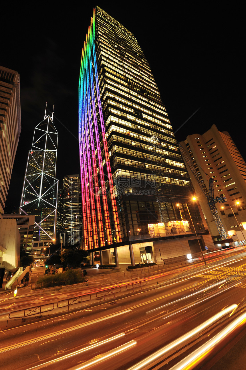 夜里香港市风景天空天际街道景观市中心城市建筑学场景旅行商业图片