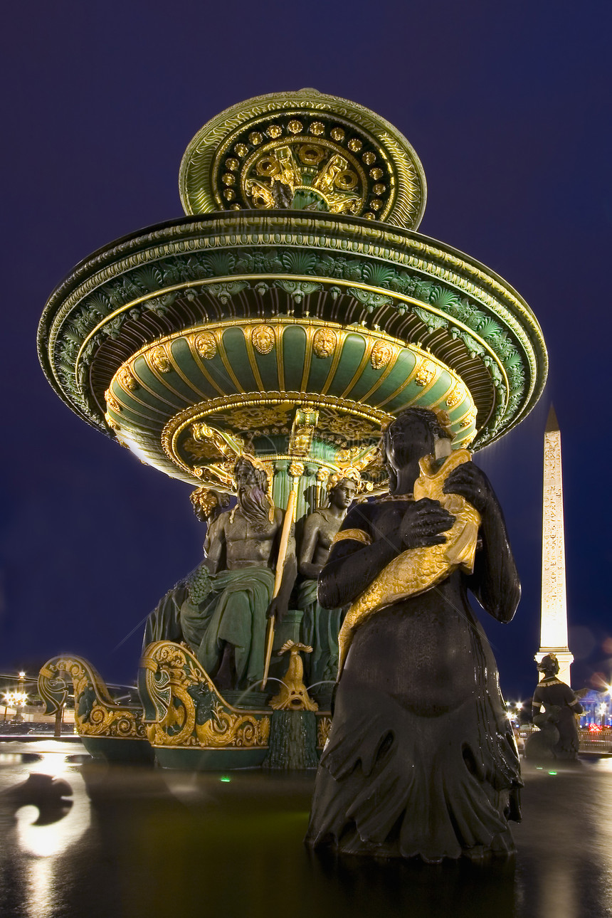 法国巴黎康康科德市夜间地点图片